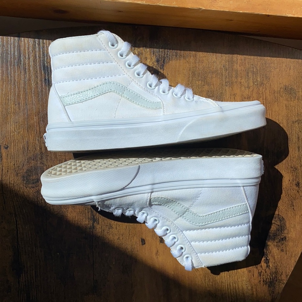 Vans White High top sneaker. Size 5 men, 6.5 women
